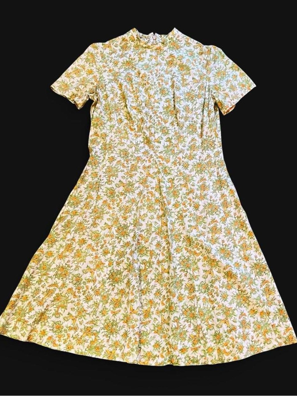 TRUE VINTAGE • 60s JAPANESE BUTTERFLY FLORAL 100% COTTON TEA DRESS small medium